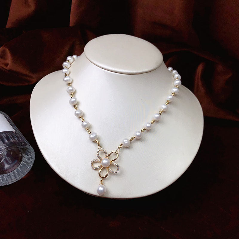 Natural freshwater pearl light luxury niche personality temperament pearl clavicle necklace