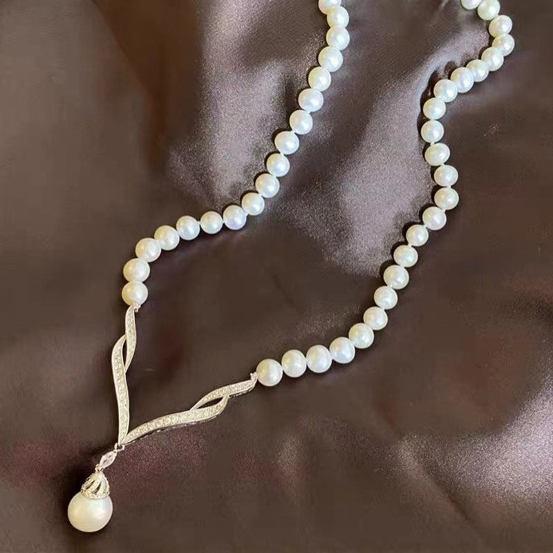 Natural White Freshwater Pearl Necklace for Women, 8-9mm, Elegant and Stylish Design