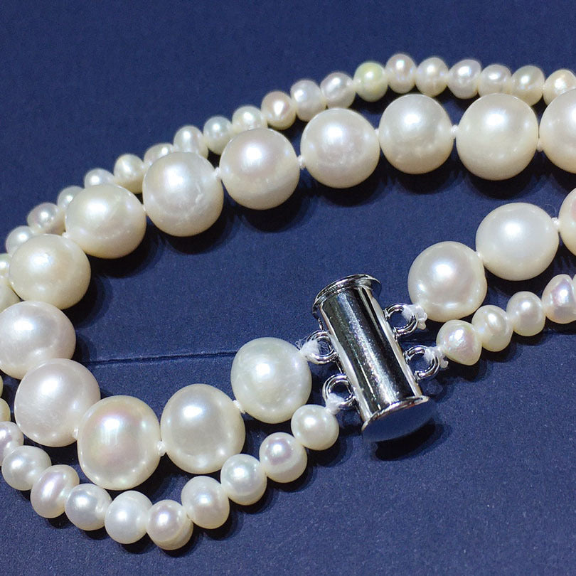 Natural freshwater pearl necklace Women's versatile double-layer mother and child chain jewelry Fashion design Elegant temperament Gift jewelry