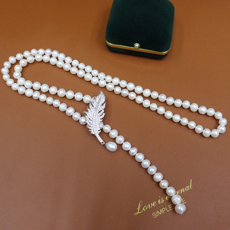 Vintage Freshwater Pearl Necklace for Women - White Stylish Versatile Accessory for Coats & Sweaters - Bulk Pearl Jewelry