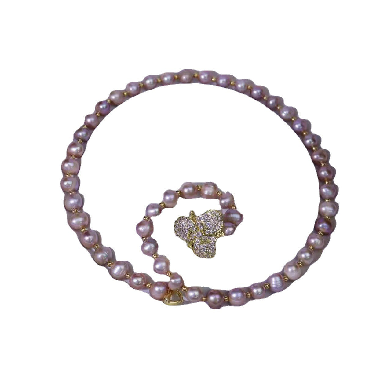 Natural Light Purple Freshwater Pearl Necklace, Trendy Versatile Jewelry, Pearl Sweater Chain Wholesale