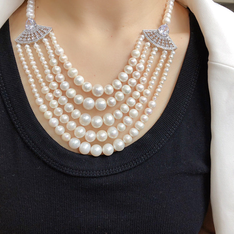 "Vintage Freshwater Pearl Necklace | French Light Luxury Evening Choker"