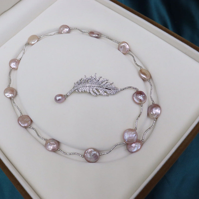 Manufacturers wholesale live supply a variety of freshwater pearl baroque necklace 9-17mm simple and versatile women's winter new models