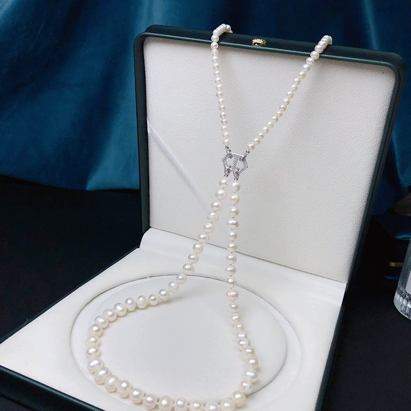 Freshwater pearl niche design temperament double layer necklace