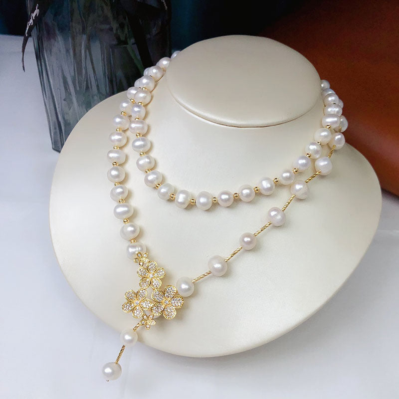 "Freshwater Pearl Necklace | Long-Length Simple Fashion for Women"