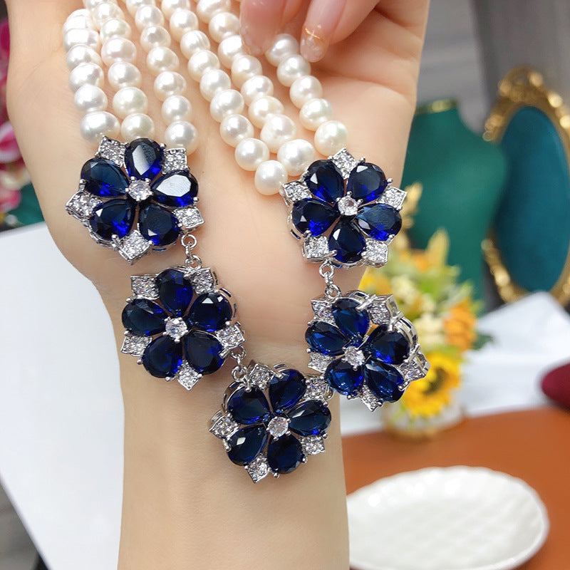 French retro natural freshwater pearl white fashion light luxury jewelry three-layer niche clavicle chain wholesale