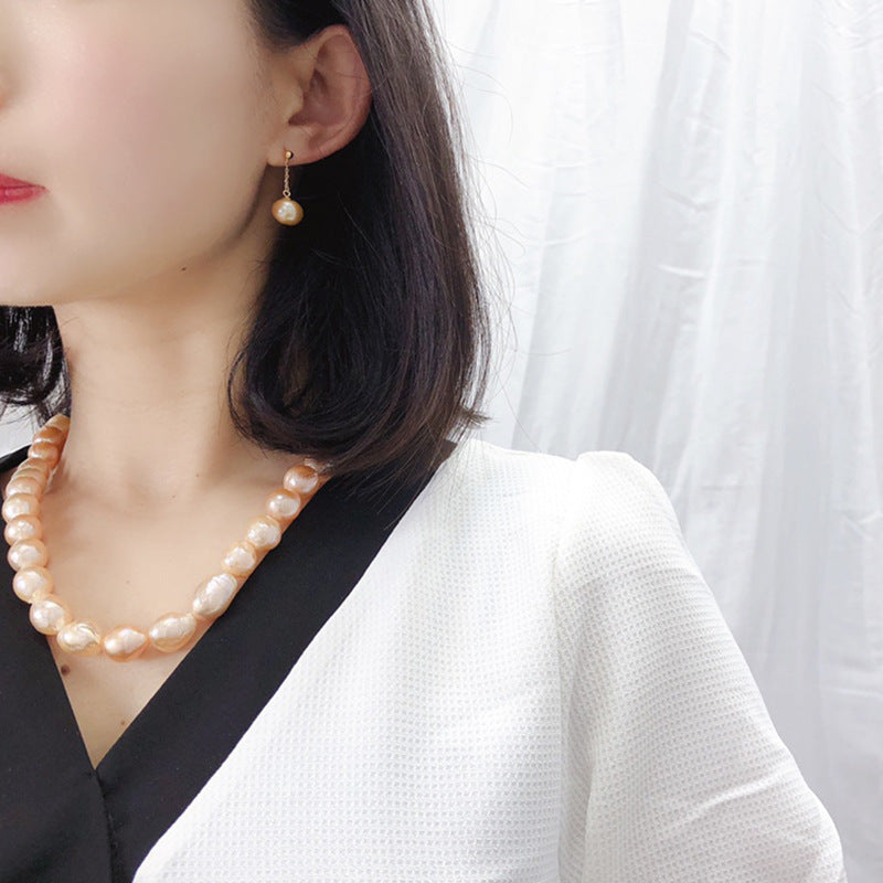 Natural freshwater pearl stud earrings s925 sterling silver pearl earrings  jewelry wholesal