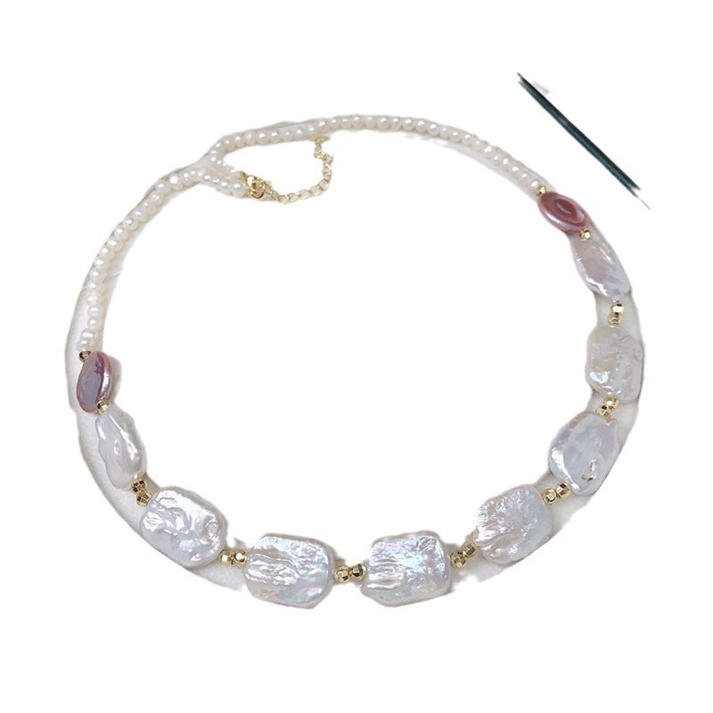 Natural Sugar Cube Baroque Shaped Pearl Necklace