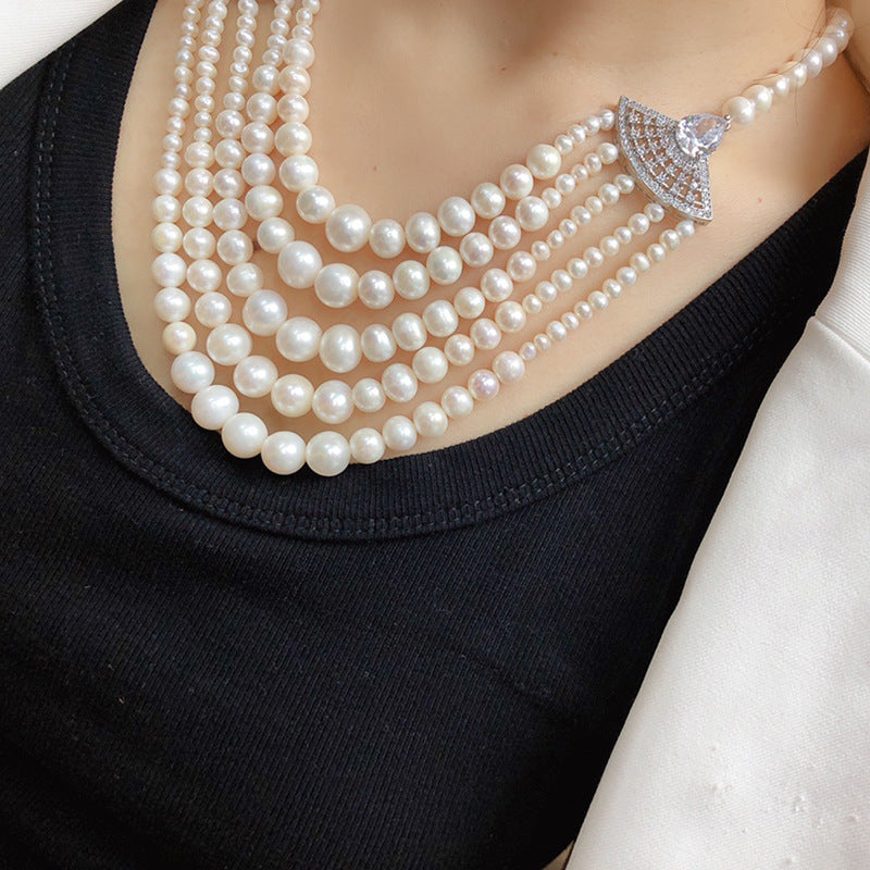 "Vintage Freshwater Pearl Necklace | French Light Luxury Evening Choker"