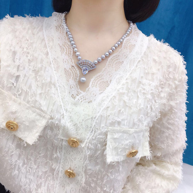 Freshwater pearl necklace is stylish and elegant, with micro-inlaid design, light luxury and exquisite clavicle necklace