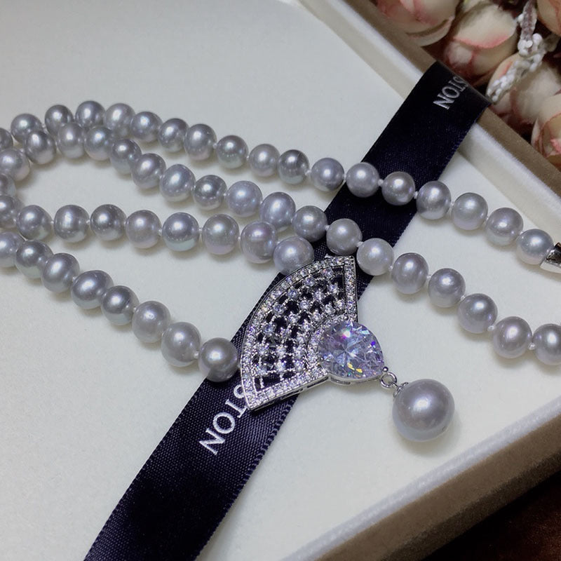Freshwater pearl necklace is stylish and elegant, with micro-inlaid design, light luxury and exquisite clavicle necklace