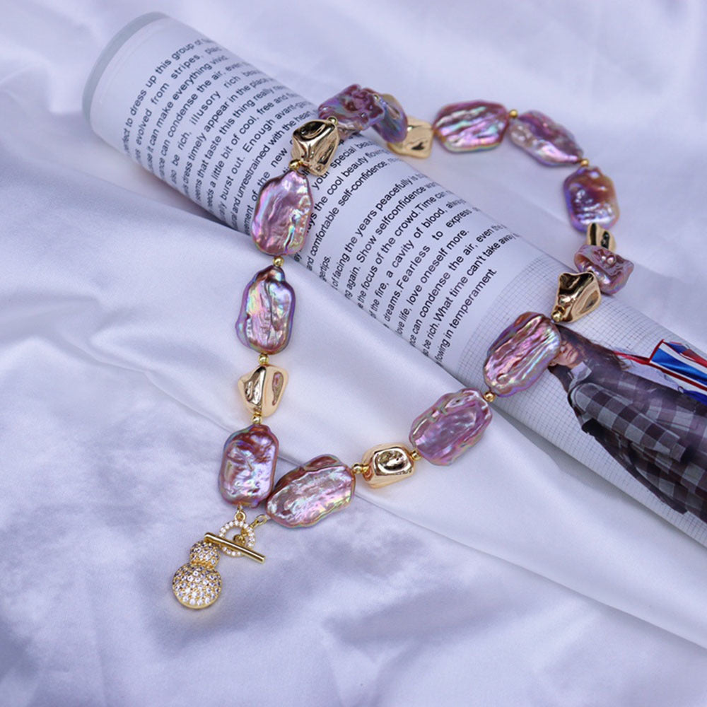 retro special-shaped baroque natural freshwater pearl necklace women's versatile light luxury niche design fashion necklace