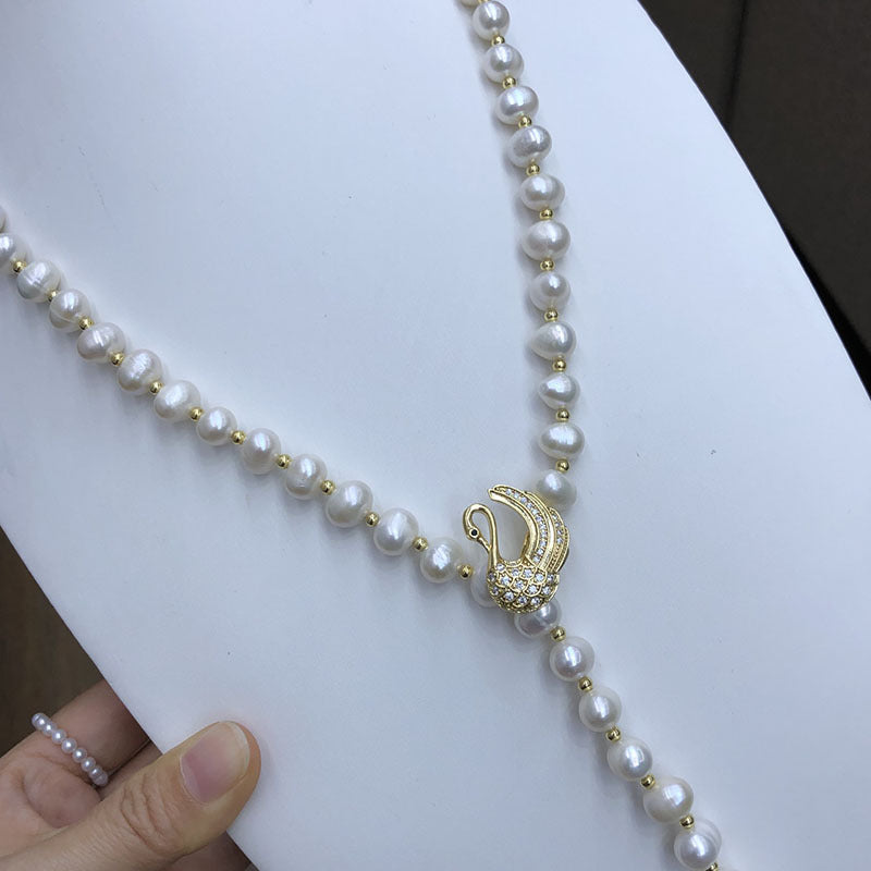 "Freshwater Pearl Necklace | Long-Length Simple Fashion for Women"