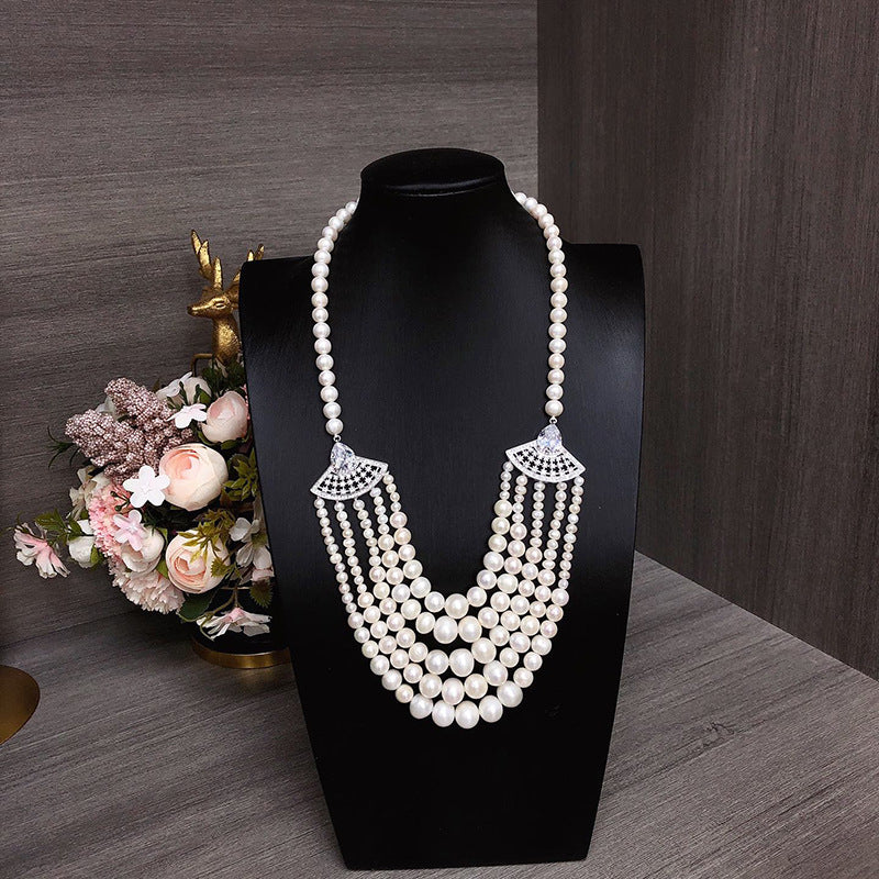"Vintage Freshwater Pearl Necklace | French Light Luxury Evening Choker"