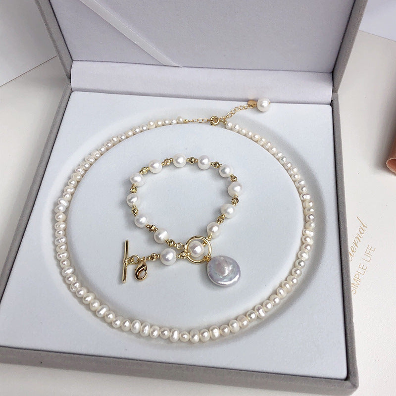 Baroque natural freshwater pearl necklace vintage jewelry clavicle necklace