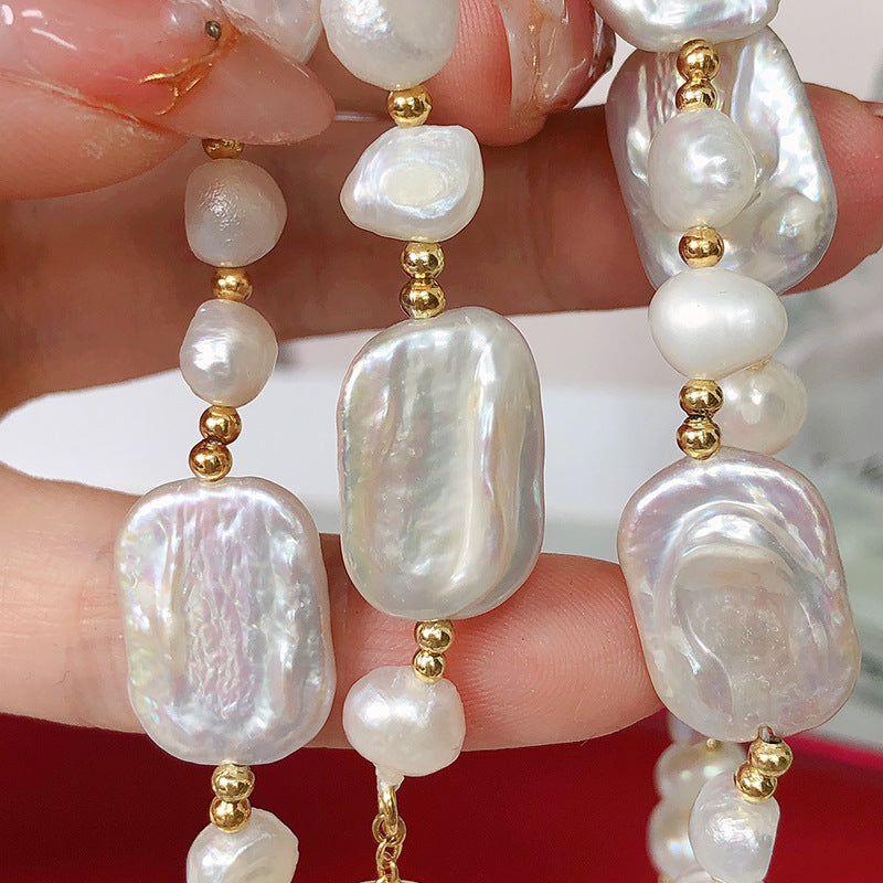 "Baroque Pearl Necklace | Irregular Light Luxury Choker for Women"