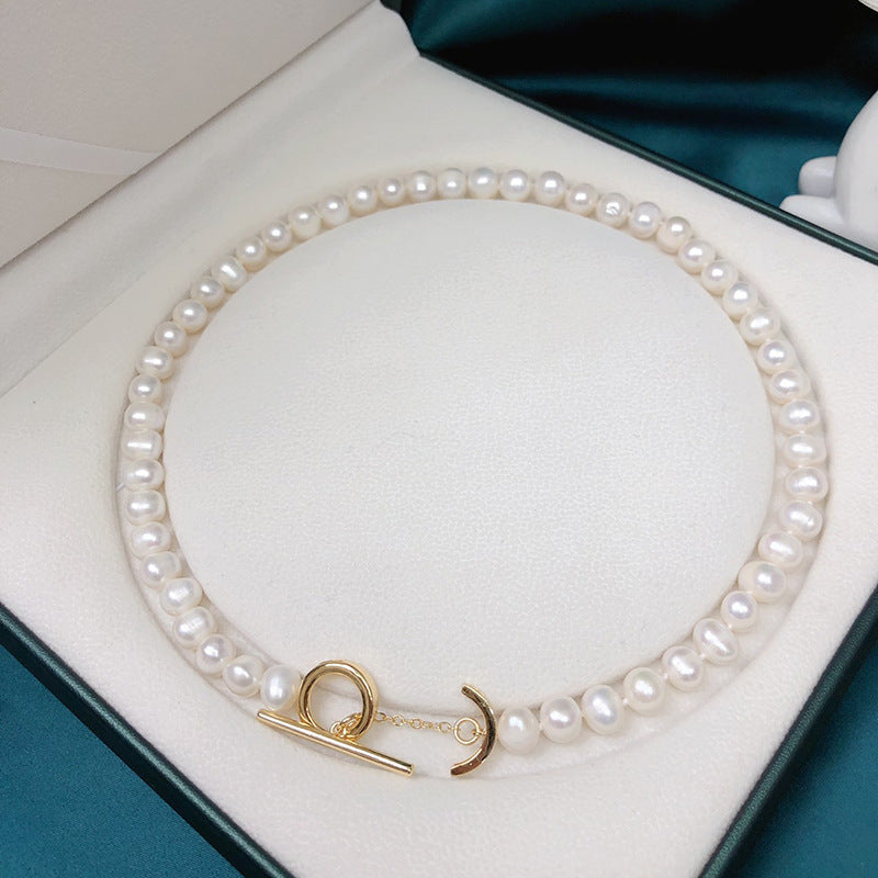Natural non-nuclear freshwater pearl necklace is fashionable and versatile