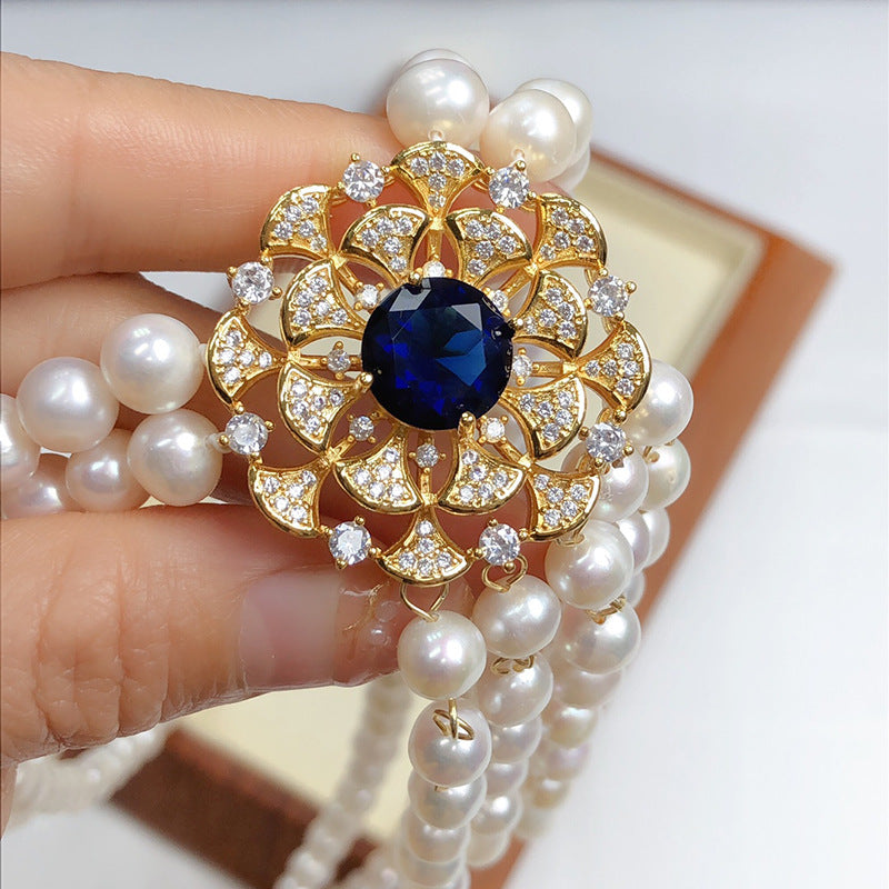 New French retro freshwater pearl necklace women's white fashion versatile jewelry