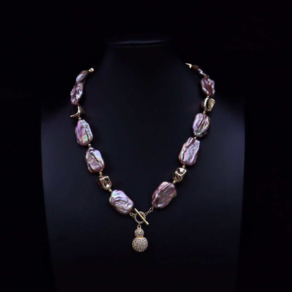 retro special-shaped baroque natural freshwater pearl necklace women's versatile light luxury niche design fashion necklace