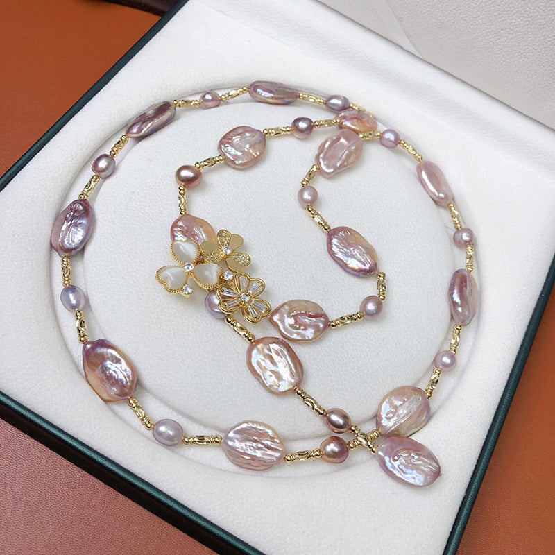 "Freshwater Pearl Necklace | Long-Length Simple Fashion for Women"