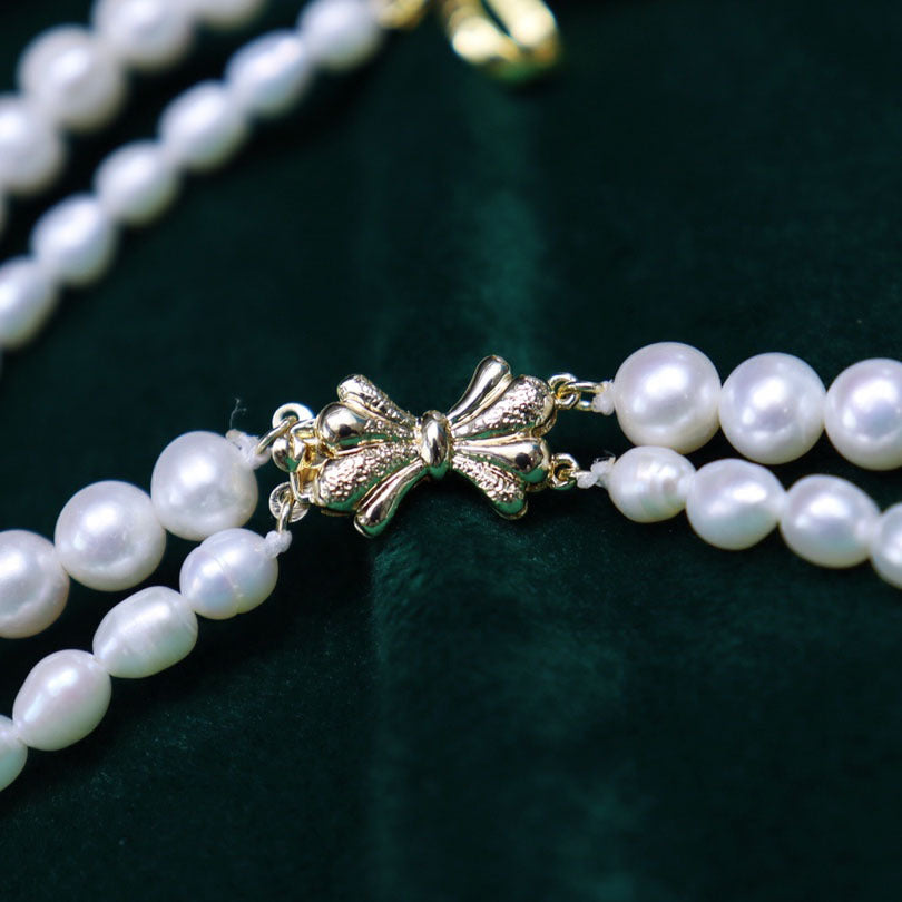 natural freshwater pearl necklace, women's fashion versatile jewelry, double-layer niche design