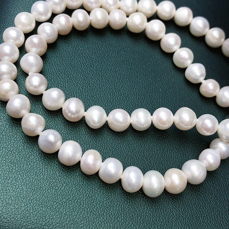 Natural freshwater pearl necklace s925 silver clasp nearly round pearls