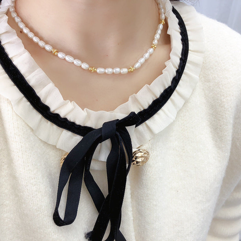 Natural pearl necklace high-end light luxury niche necklace clavicle chain